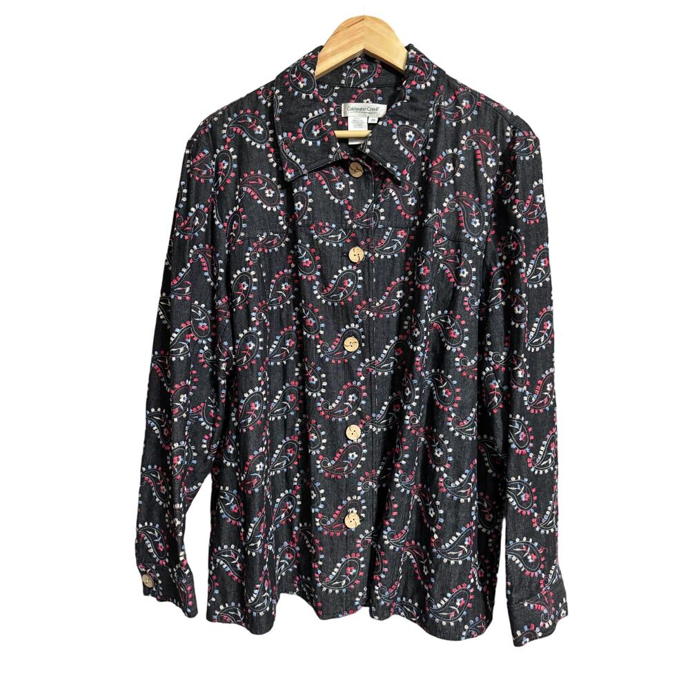 Coldwater Creek Embroidered Paisley Button Front Jacket 2X